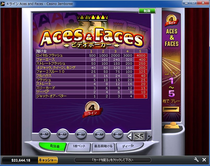 ビデオポーカー:Aces & Faces