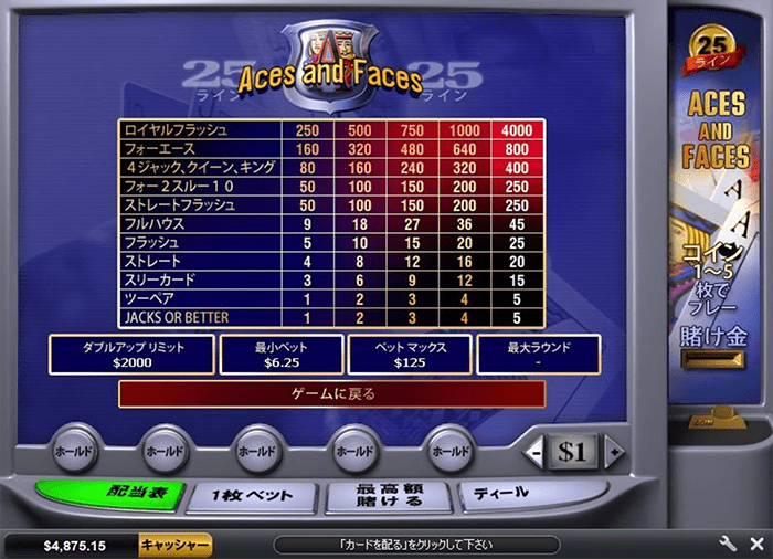 25ラインのビデオポーカーをプレイ 25ラインのビデオポーカーをプレイ