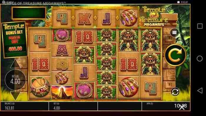 インカとかアステカとかそっち系の雰囲気 Temple of Treasure MEGAWAYSゲーム画面