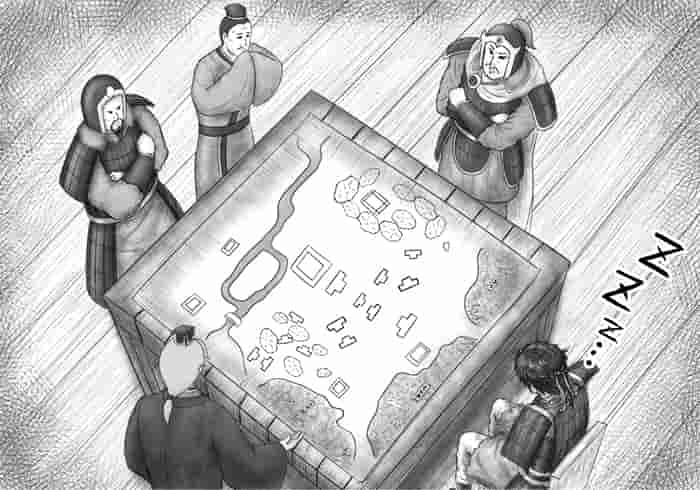軍議中 モブ武将や文官と軍議中の太のイラスト
