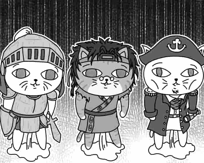 安い…あまりにも…。… 死んだような目の猫太と兵士猫海賊猫イラスト