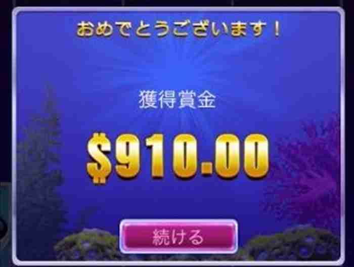 獲得賞金$910かぁ… フリスピリザルト画面