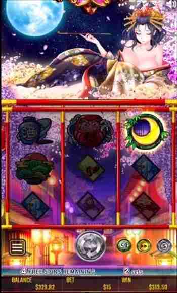 育て月よぉ~! 花魁ラッシュ2セット目、三日月絵柄出現画面
