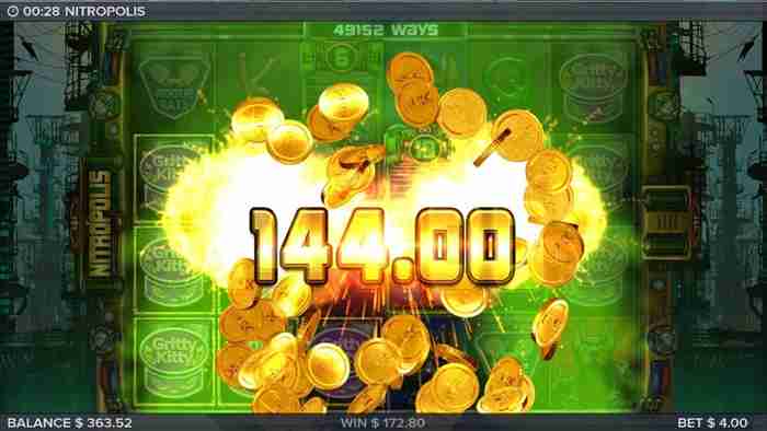 ニトロで爆発! $172獲得画面