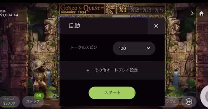 オートプレイ100回設定 オートプレイで100回設定する