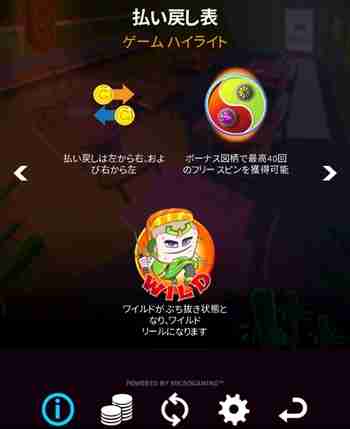 左右どちらからでも揃う スロット払い戻し表画面