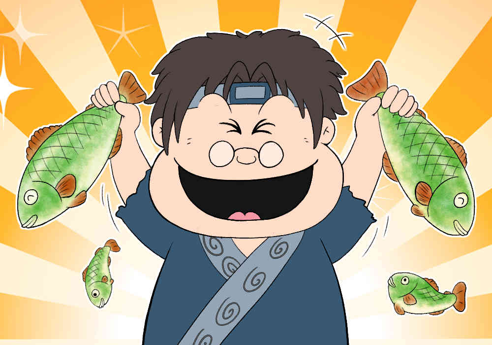 気分は釣りバカ日誌だぜ! 釣りバカ日誌風の太イラスト