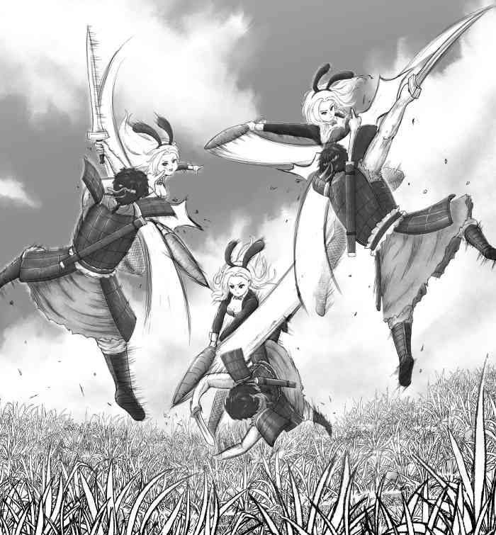 もっと自由に! バニーガールと高速戦闘する太イラスト
