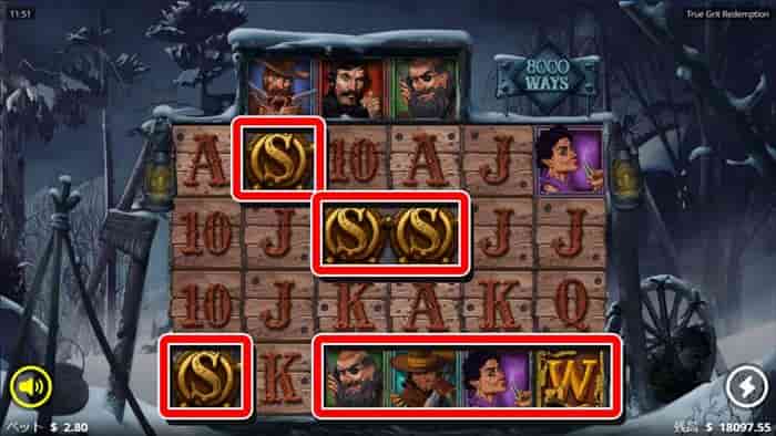 10回DEAD SPINSスタート スキャッターが4ツ揃って10回のDEAD SPINSがスタート