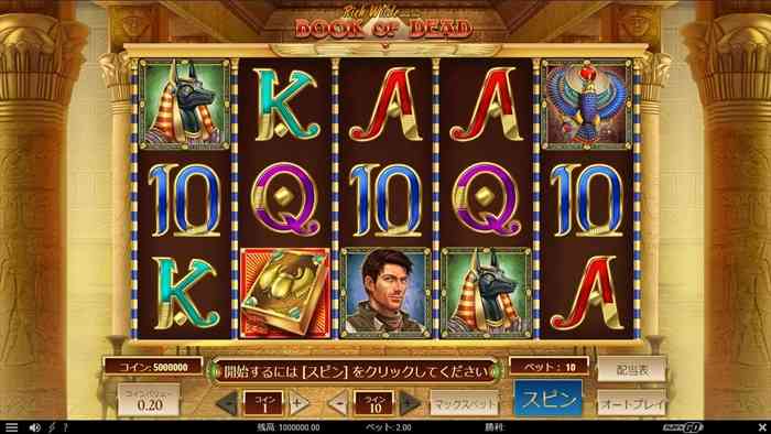オンカジやってる人なら誰もが知ってるやーつ! Rich Wilde and the Book of Deadゲーム画面