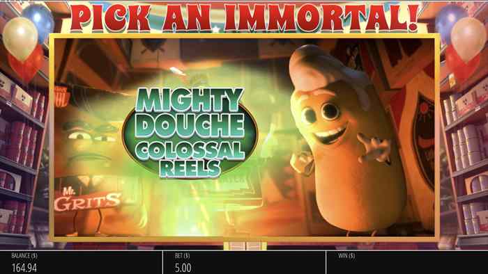 Mighty Douche Colossal Reelsが当たった! 右側キャラクターを選択した画面