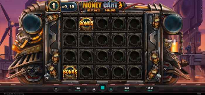 20箇所の空きスペースが回転 Money Cart3のゲーム画面