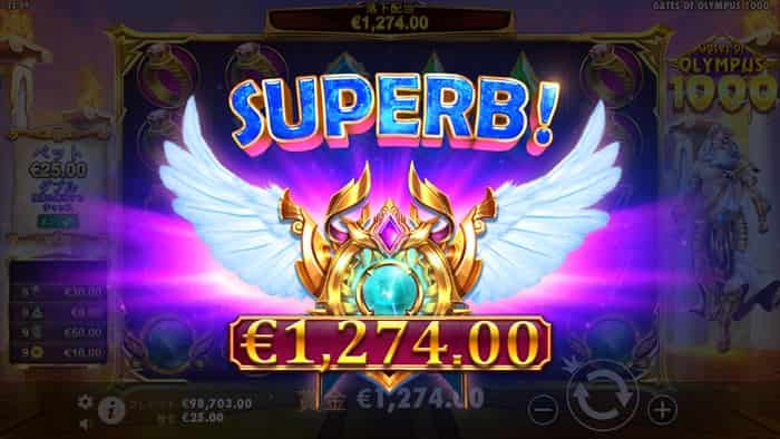 いきなり1,274ユーロの大勝利、SUPERB! 1,274ユーロの大勝利